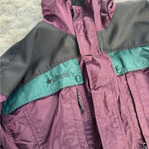 Columbia Pullover Jacket 90s, Mens size Medium Eggplant, teal and black